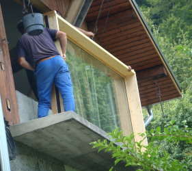 Courchevel Chalet Construction showing the fitting of a new 4m window