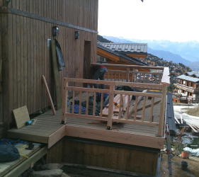 Bespoke joinery for the creation of a roof terrace at the chalet extension Courchevel