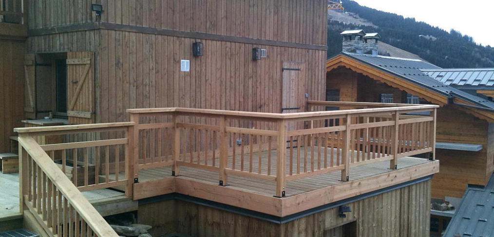 Chalet extension Courchevel roof terrace and balcony built and constructed