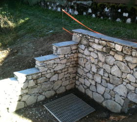 Stone wall constructed at the Chalet extension Courchevel project