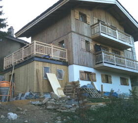 Viewing the east facade of the chalet extension Courchevel