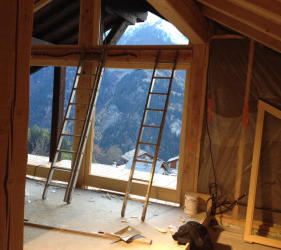 New openings at Ste Foy chalet renovation facing west
