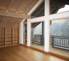 New oak flooring and joinery work close to completion at Ste Foy chalet renovation