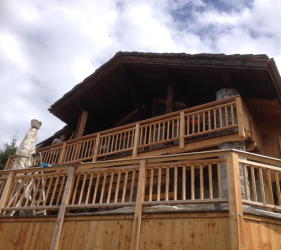 Ste Foy chalet renovation with new balcony and terrace under construction