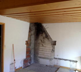 Meribel Chalet Renovation with fireplace demolished