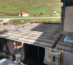 Tignes Chalet Extension beam block construction for terrace