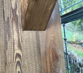 Ste Foy chalet construction wooden cladding, meleze lambris