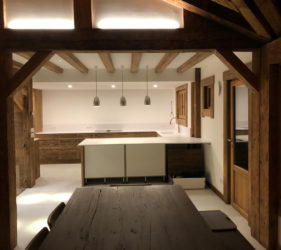 Ste Foy chalet construction contrast wood and white walls