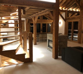 Ste Foy chalet construction interior design wooden stair