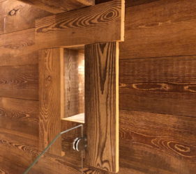 Ste Foy chalet construction interior design lit wooden niche